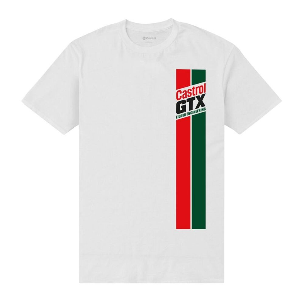 Castrol Unisex Adult Racing Stripe T-Shirt / White
